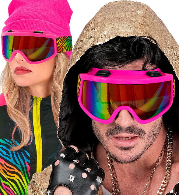 Ski-bril 80's roze regenboog tijgerprint Anouk — foto 3