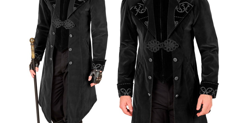 Zwart fluwelen gothic jas heren Julia