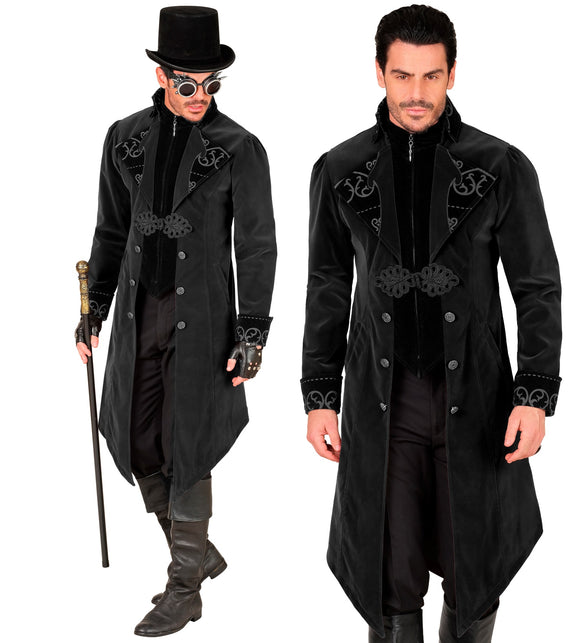 Zwart fluwelen gothic jas heren Julia