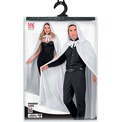 Wit fluwelen cape met kap 140cm Bente — foto 6