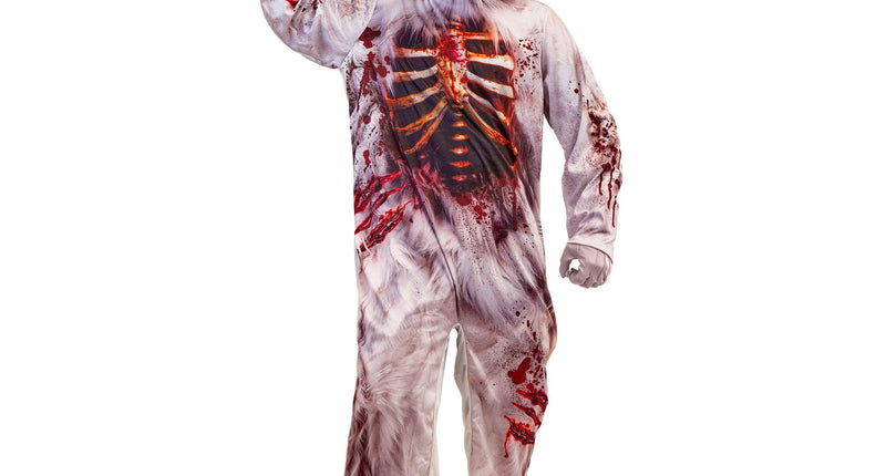 Zombie konijn jumpsuit heren met horrormasker