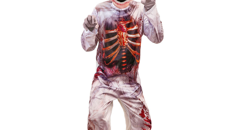 Zombie konijn jumpsuit jongens met horrormasker
