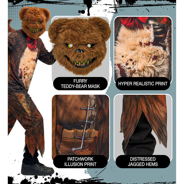 Zombie beer jumpsuit jongens bruin met berenmasker