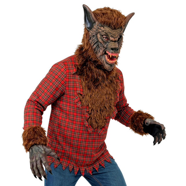 Weerwolf shirt heren rood met masker en handschoenen — foto 3