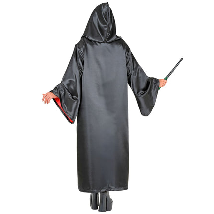 Tovenaarsjas volwassenen zwart met rode voering en capuchon — foto 5