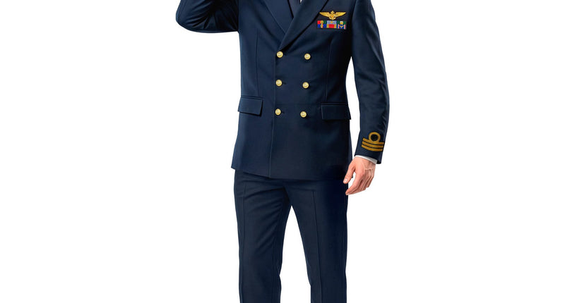 Marine kapitein kostuum heren blauw met pet, 3-delig