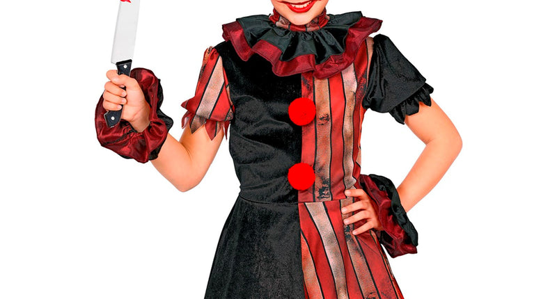 Gemene clownsjurk meisjes rood zwart 5-delig