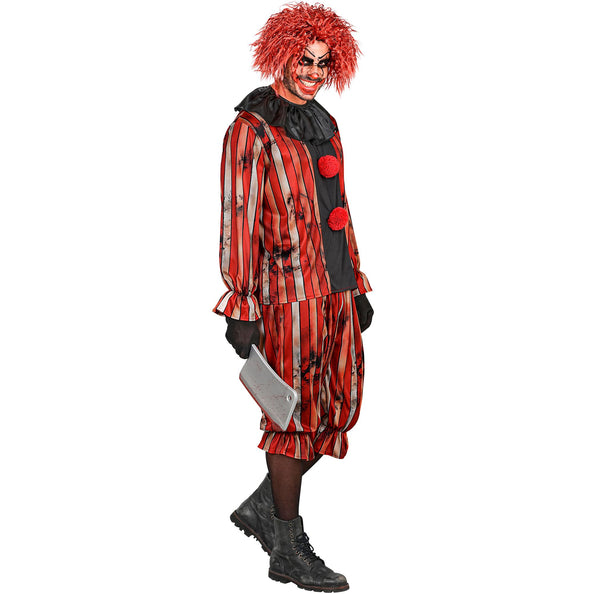 Gemene clown kostuum heren rood gestreept met plooikraag — foto 3