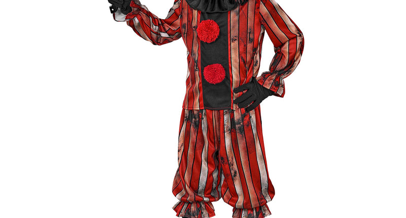 Gemene clownsjas jongens rood met plooikraag en broek