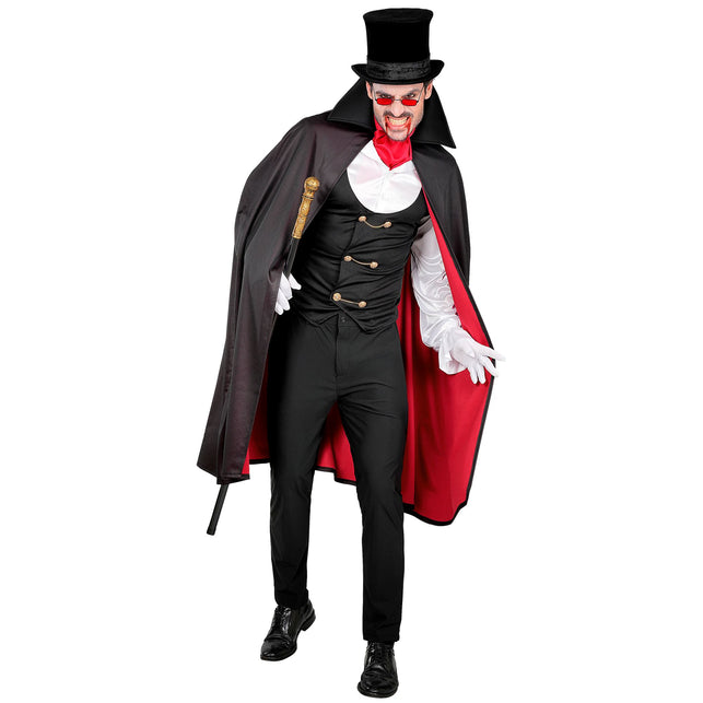 Vampier kostuum heren met cape, gilet en jabot