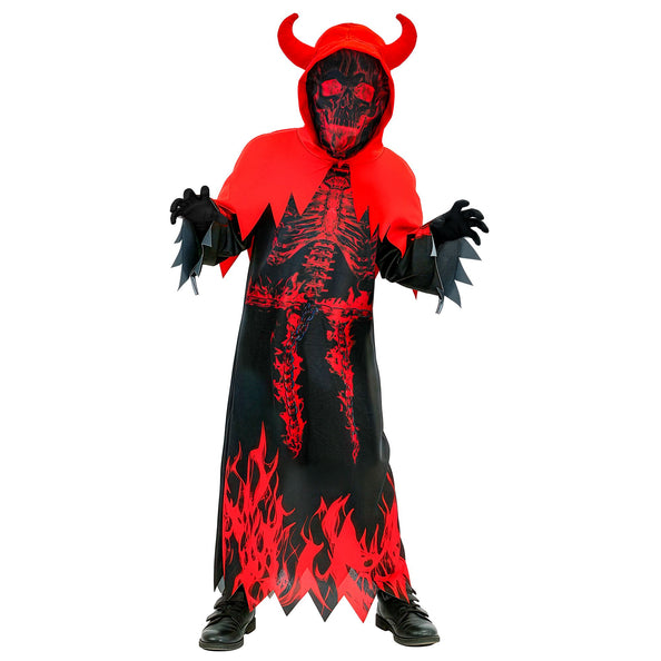 Duivel magere hein tuniek jongens rood zwart met capelet