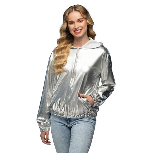 Jasje Rave metallic zilver met capuchon dames — foto 4