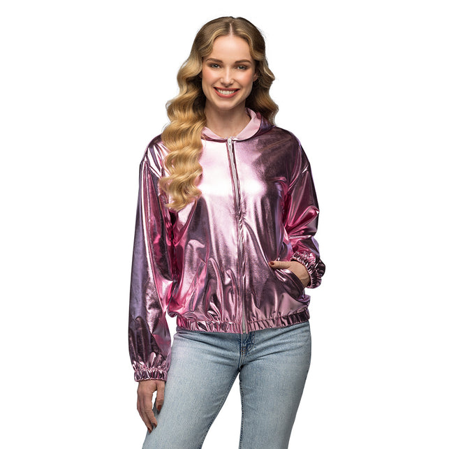 Jasje Rave metallic roze met capuchon dames