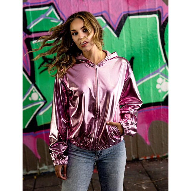 Jasje Rave metallic roze met capuchon dames — foto 3