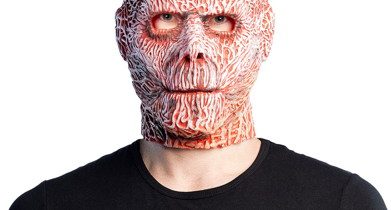 Latex hoofdmasker Creep rood aderpatroon heren