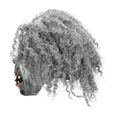 Latex hoofdmasker Crazy zombie met grijs haar heren