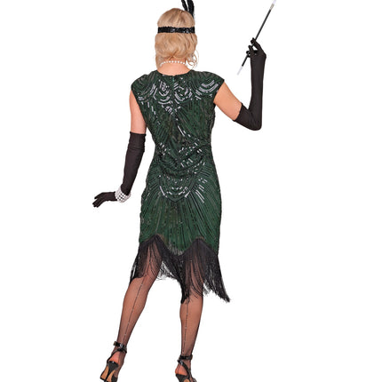 Roaring jaren 20 gatsby flapper jurk groen voor dames totaalbeeld – kostuums