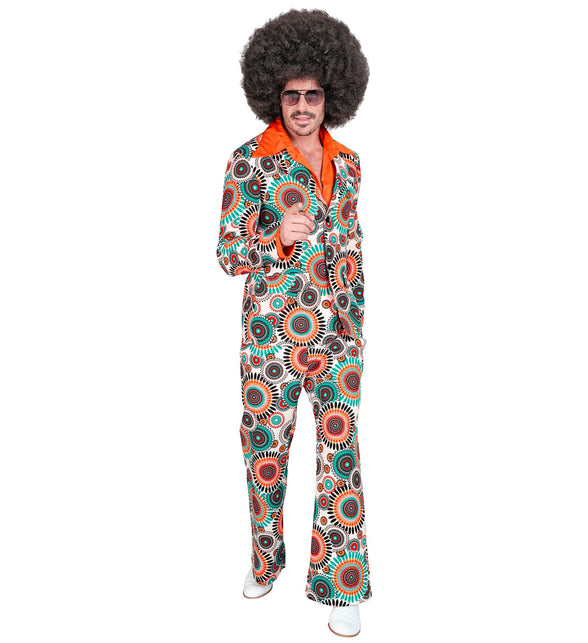 70s vintage kostuum heren gedragen - retro flower power discokleding