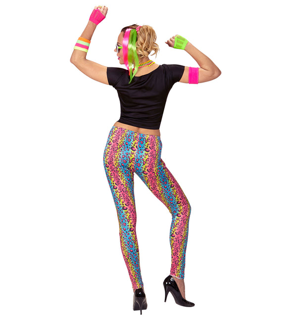 Jaren 80 dames kostuum close-up, foute neon party retro verkleedkleding