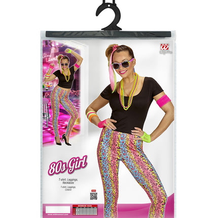 Jaren 80 kostuum compleet dames, foute party neon retro outfit vrouw
