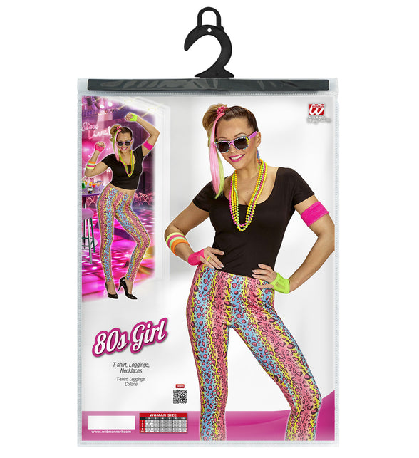 Jaren 80 kostuum compleet dames, foute party neon retro outfit vrouw