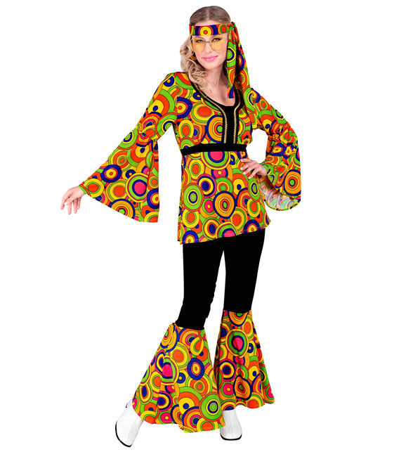 70s groovy kostuum Floor dames - jaren 70 outfit met cirkels voor disco party