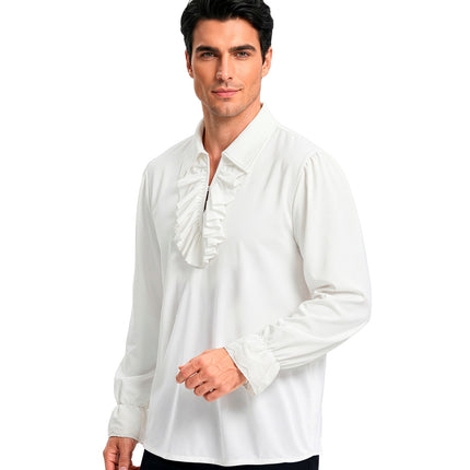Historisch personage shirt met jabot wit voor heren zijaanzicht – kleding