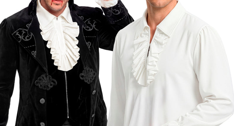 Historisch personage shirt met jabot wit voor heren vooraanzicht – kleding