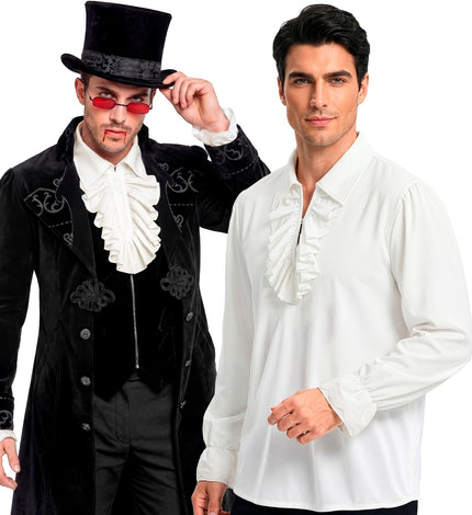 Historisch personage shirt met jabot wit voor heren vooraanzicht – kleding