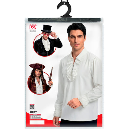 Historisch personage shirt met jabot wit voor heren productfoto – kleding