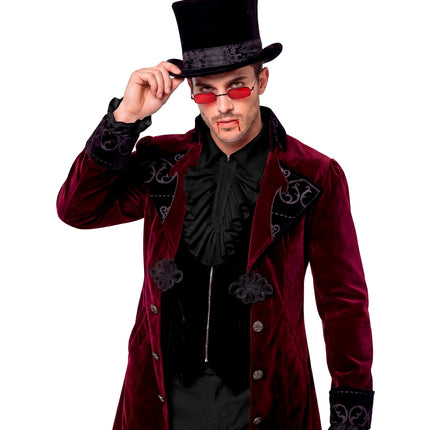 Historisch personage shirt met jabot zwart voor heren achterkant – kleding