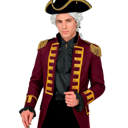 Historisch personage shirt met jabot zwart voor heren close-up – kleding