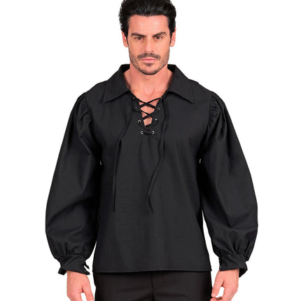 Historisch personage shirt zwart voor heren zijaanzicht – kleding