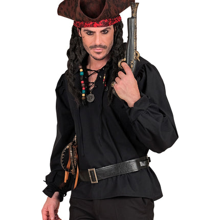 Historisch personage shirt zwart voor heren achterkant – kleding