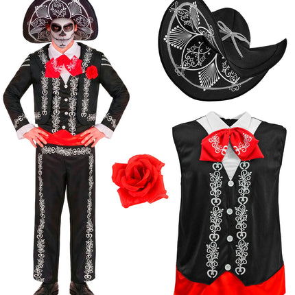 Mariachi Día de los Muertos colbert voor heren zijaanzicht – kostuums