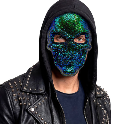 Schedel masker pailletten close-up – maskers