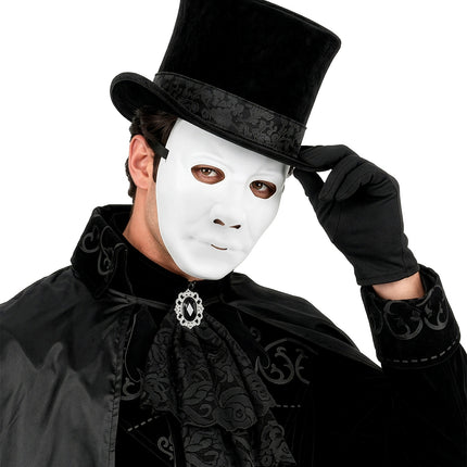 Masker man hard kunststof wit voor heren close-up – maskers