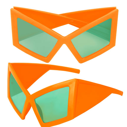 Bril oversized neon oranje zijaanzicht – brillen