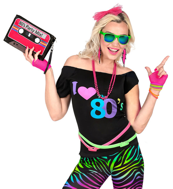 Neon disco shirt dames 80s gedragen - fel eighties discoshirt neon party