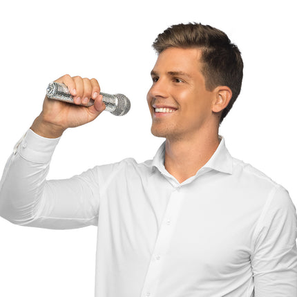 Disco microfoon zilver gedragen popster