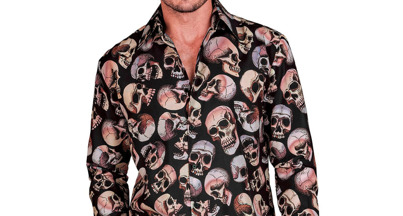 Schedels shirt Happy heren - overhemd met schedelprint voor day of the dead