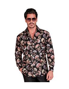 Schedels shirt Happy heren - overhemd met schedelprint voor day of the dead