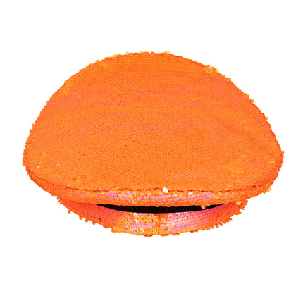 Pet Cosmic neonoranje van achteren met roze glanzende pailletten op de bol