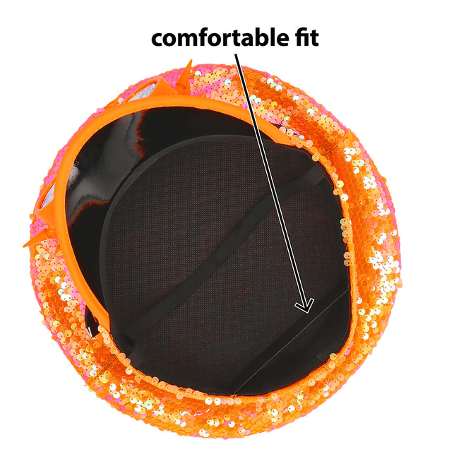 Binnenkant van de pet Cosmic neonoranje met zwarte voering en elastische binnenband