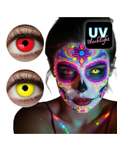 Paar contactlenzen UV Burst rood geel neon festival