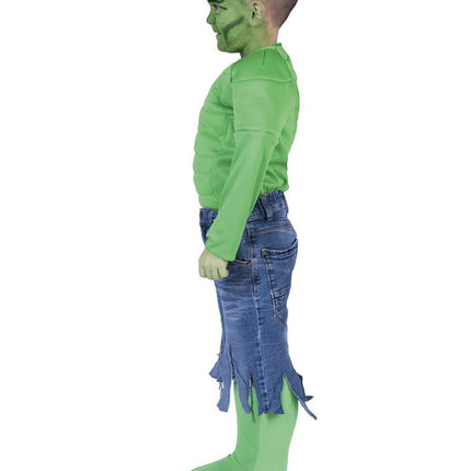 Groen spierballen shirt Dave zijaanzicht – verkleedkleding