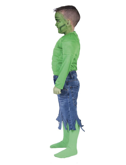 Groen spierballen shirt Dave zijaanzicht – verkleedkleding