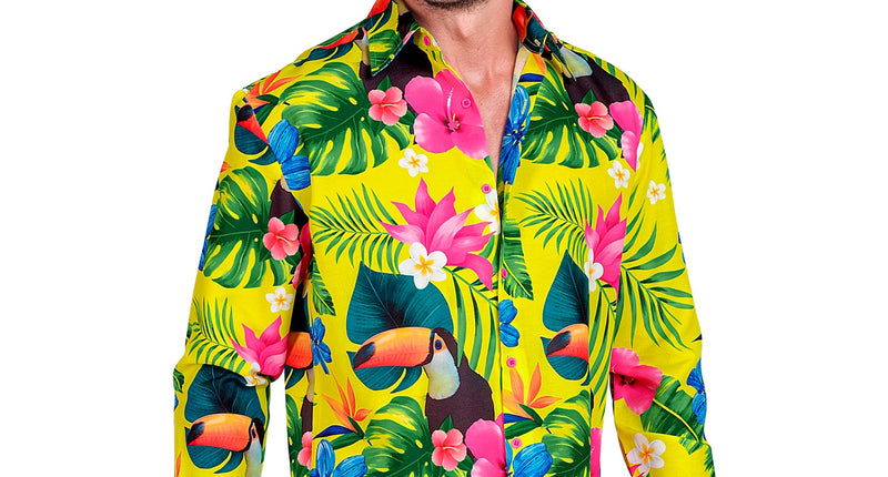 Heren hawaii blouse met neon tropicana - tropisch shirt voor neon party