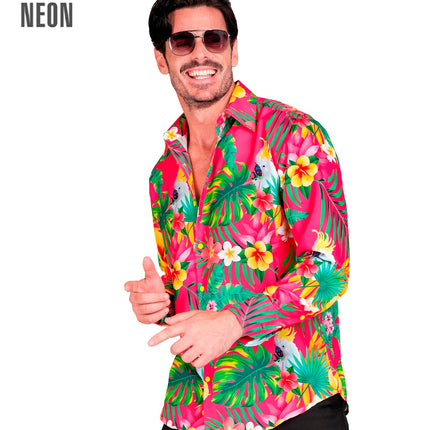 Neon copacabana blouse Jannie heren - kleurrijk hawaii overhemd voor beach party