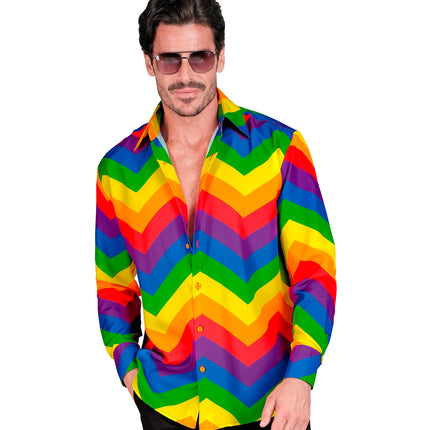 Unisex regenboog shirt in regenboogkleuren - verkleedblouse voor pride party